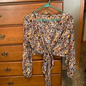 Floral wrap crop top